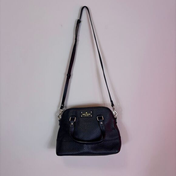 Kate Spade Black Pebbled Leather Medium Sized Crossbody Satchel Purse - Picture 1 of 10